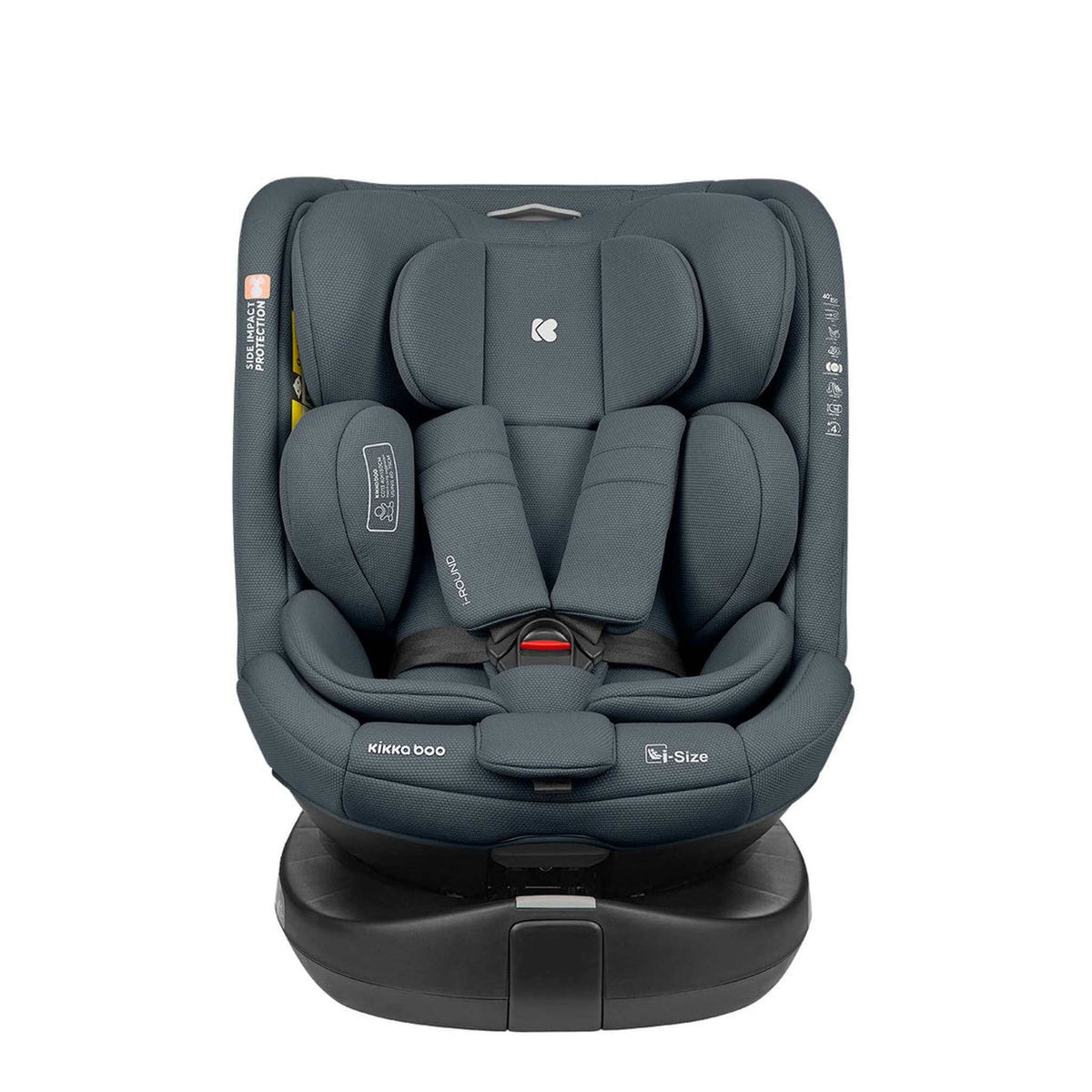 KikkaBoo i-Round i-Size Car seat ISOFIX 40-150cm Dark Grey – front view with insert