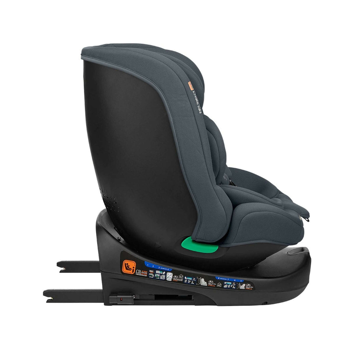 KikkaBoo i-Round i-Size Car seat ISOFIX 40-150cm Dark Grey – forward-facing side view