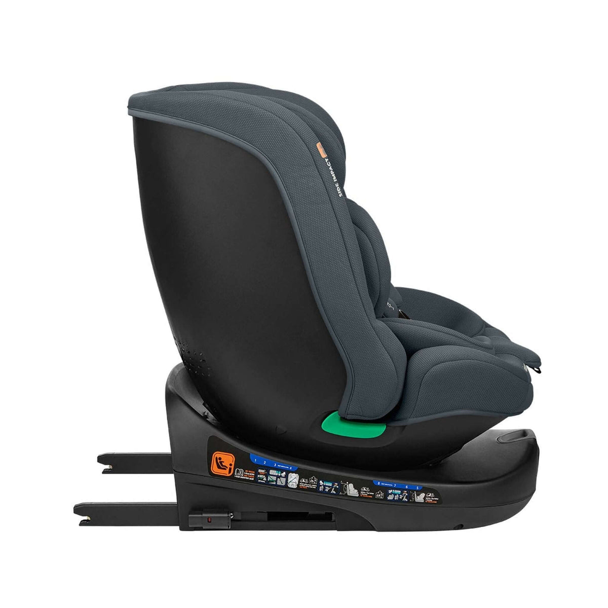 KikkaBoo i-Round i-Size Car seat ISOFIX 40-150cm Dark Grey – recline position 2