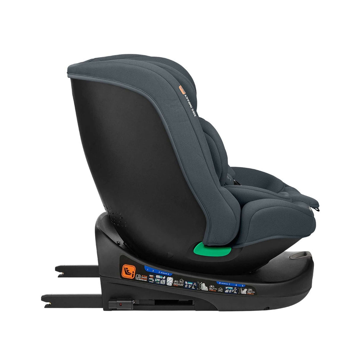 KikkaBoo i-Round i-Size Car seat ISOFIX 40-150cm Dark Grey – recline position 3