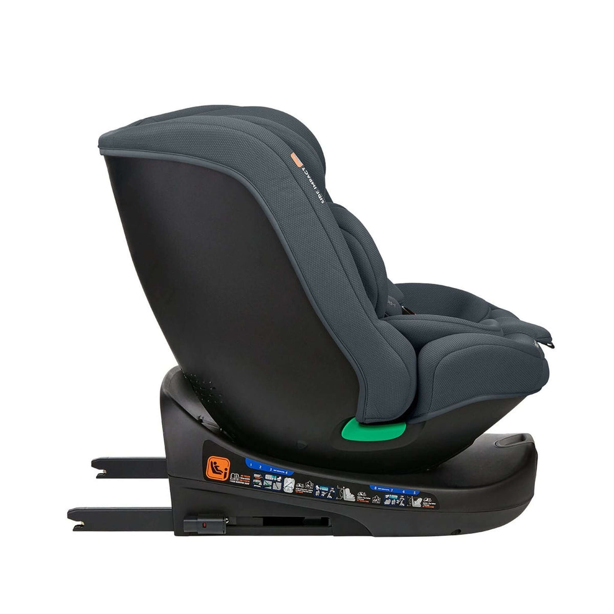 KikkaBoo i-Round i-Size Car seat ISOFIX 40-150cm Dark Grey – recline position 4
