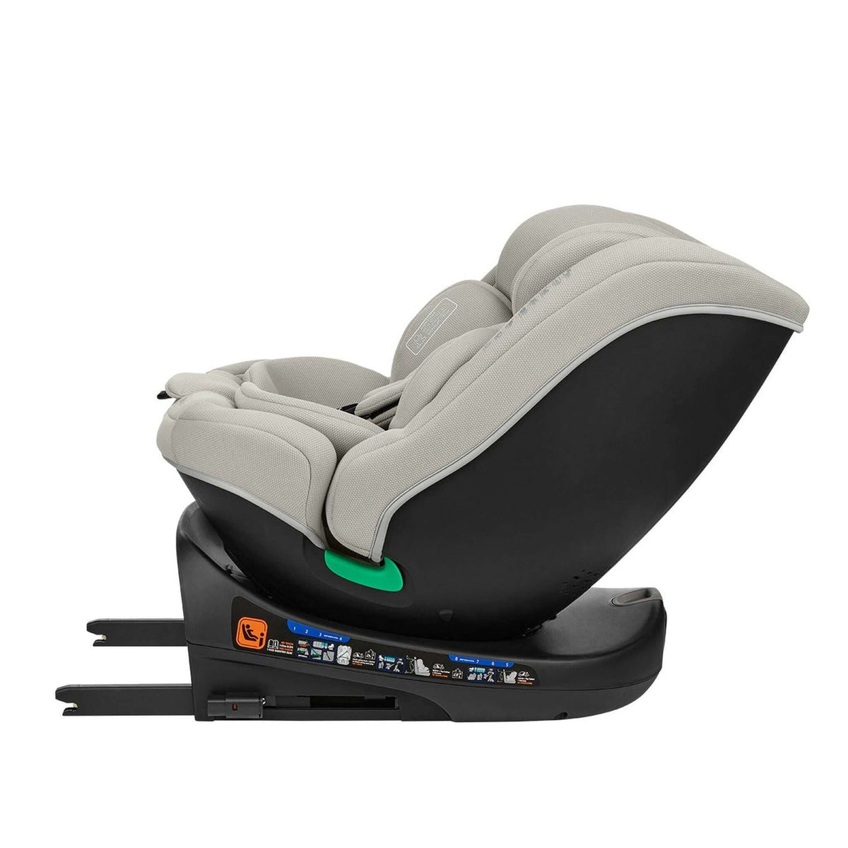 KikkaBoo i-Round i-Size Car seat ISOFIX 40-150cm Light Grey – rear-facing, reclined