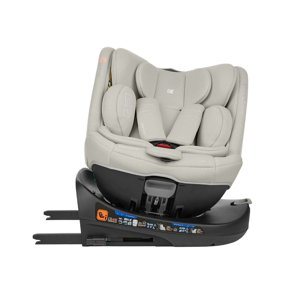 KikkaBoo i-Round i-Size Car seat ISOFIX 40-150cm Light Grey – rotation