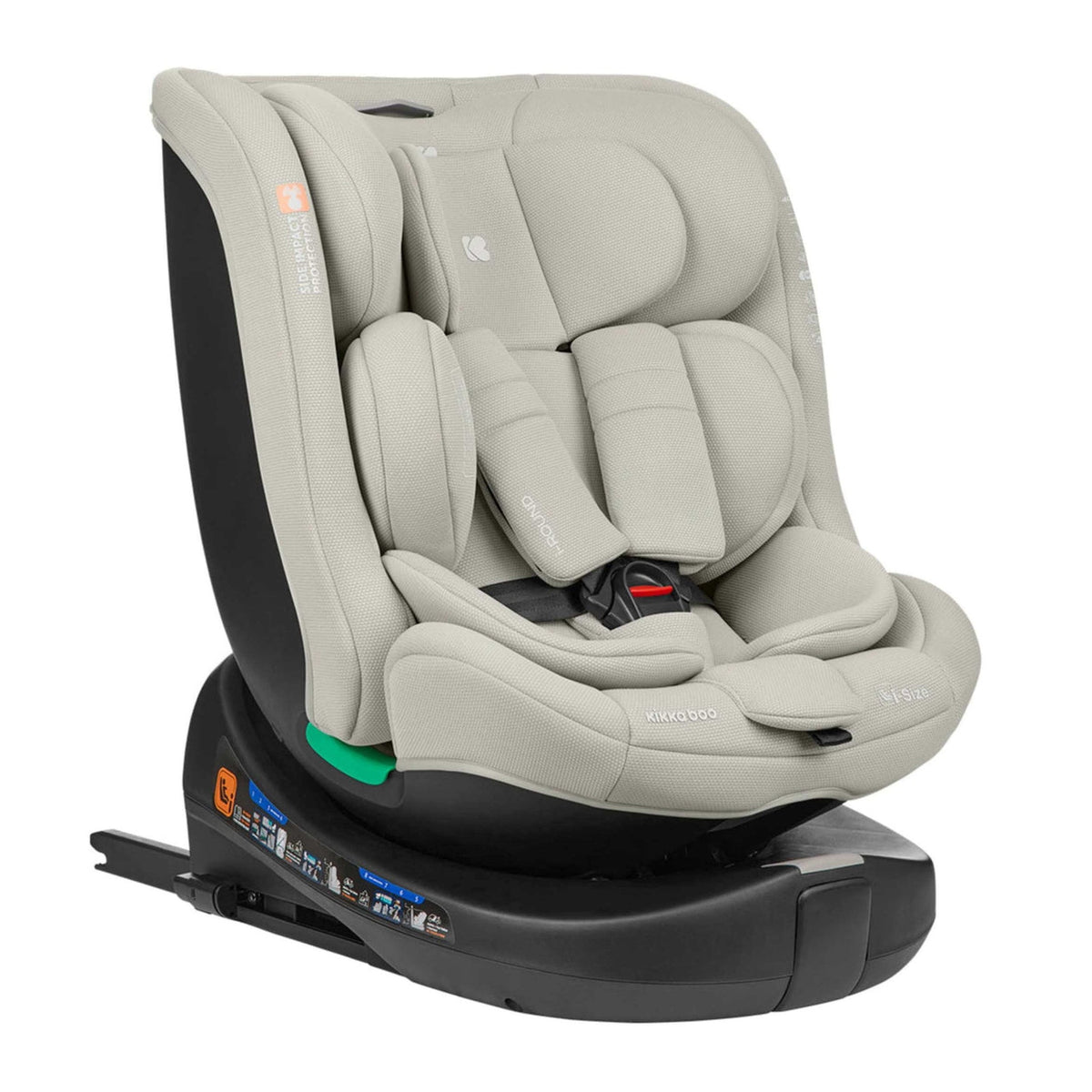 KikkaBoo i-Round i-Size ISOFIX Car Seat 40–150cm – Light Grey