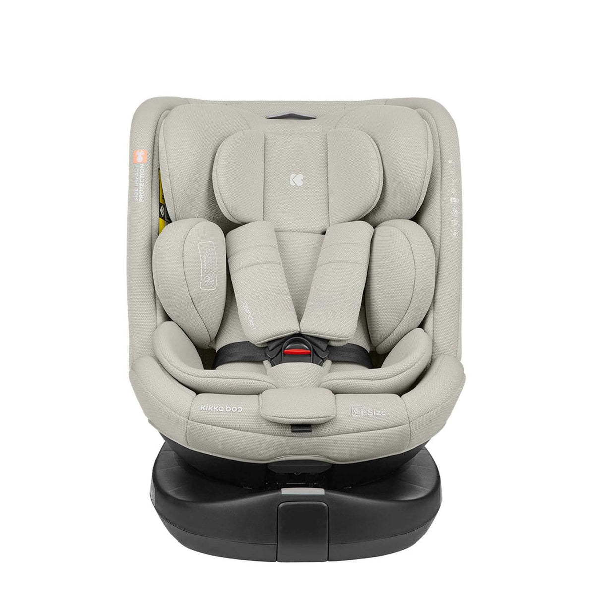 KikkaBoo i-Round i-Size Car seat ISOFIX 40-150cm Light Grey – front view with insert