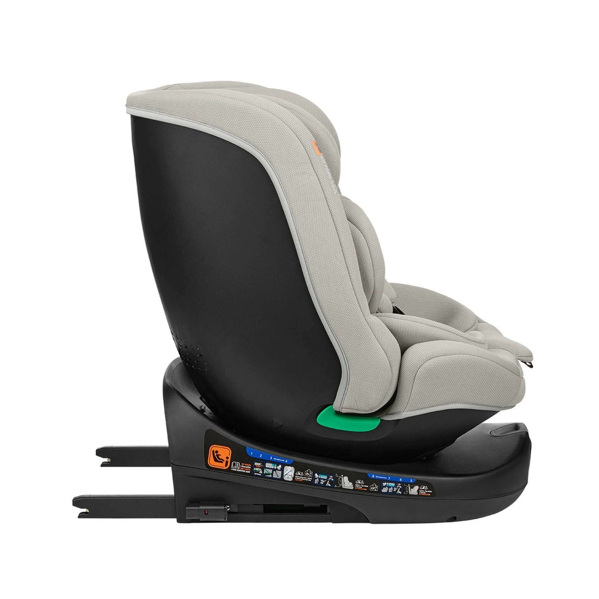 KikkaBoo i-Round i-Size Car seat ISOFIX 40-150cm Light Grey – recline position 2