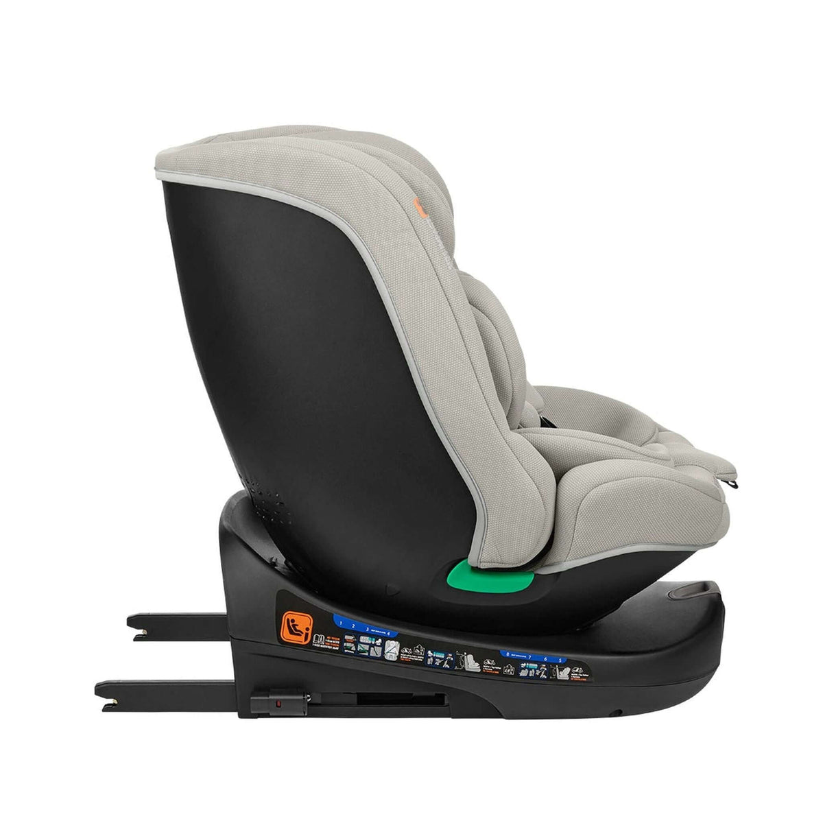 KikkaBoo i-Round i-Size Car seat ISOFIX 40-150cm Light Grey – recline position 3