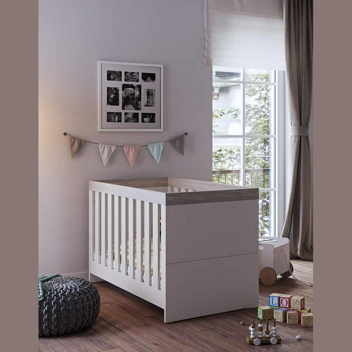Little Acorns Burlington 3 Piece Nursery Furniture Set – Cot Bed, Dresser Changer & Wardrobe