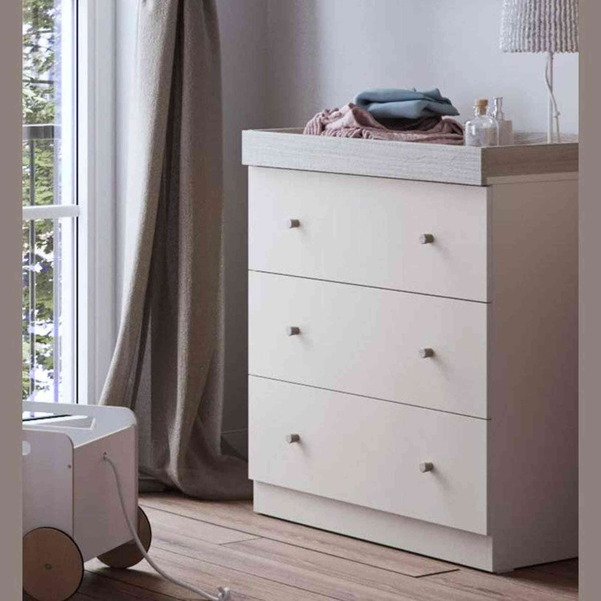 Little Acorns Burlington 3 Piece Nursery Furniture Set – Cot Bed, Dresser Changer & Wardrobe