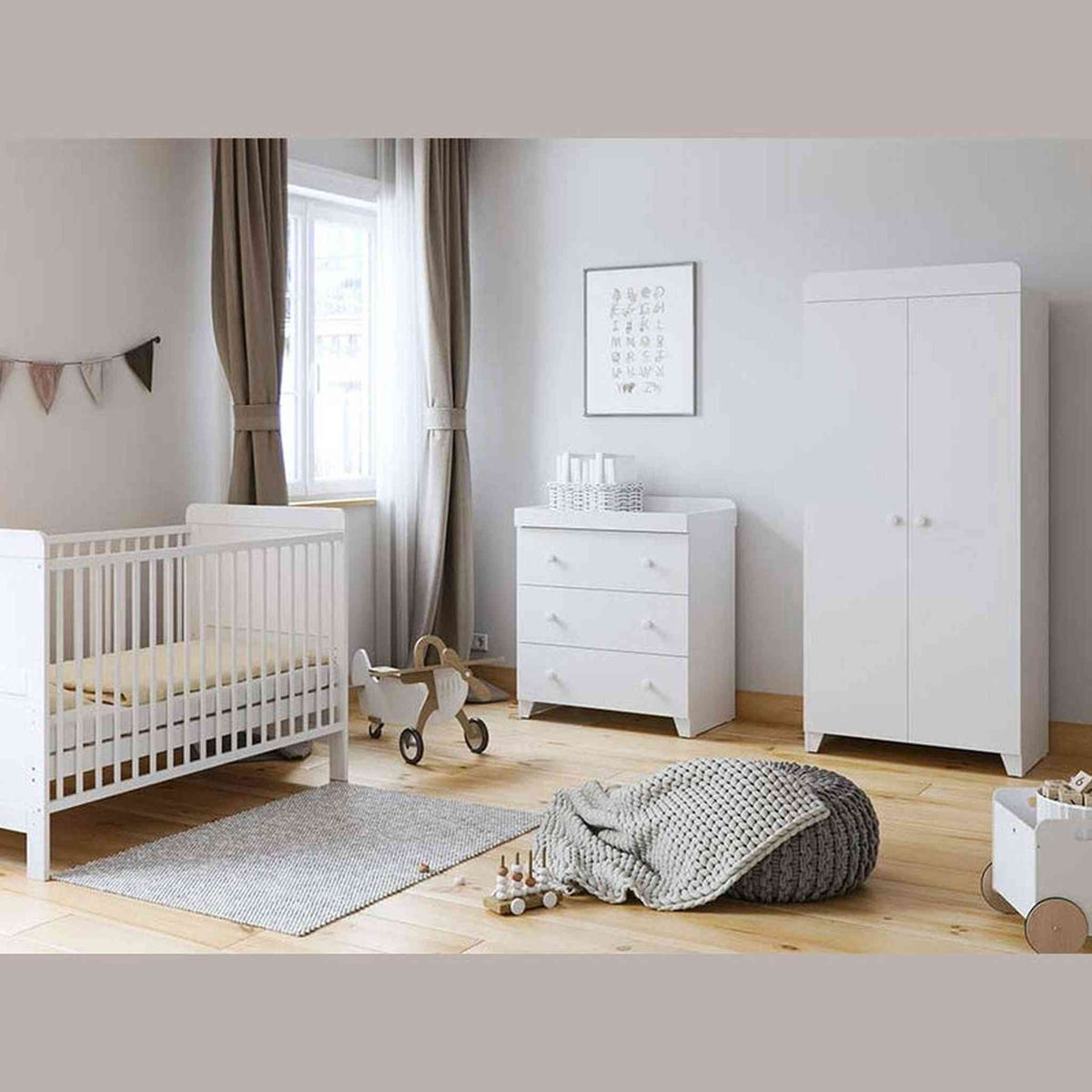 Little Acorns Classic 2 Piece Nursery Storage Set – Dresser Changer & Wardrobe