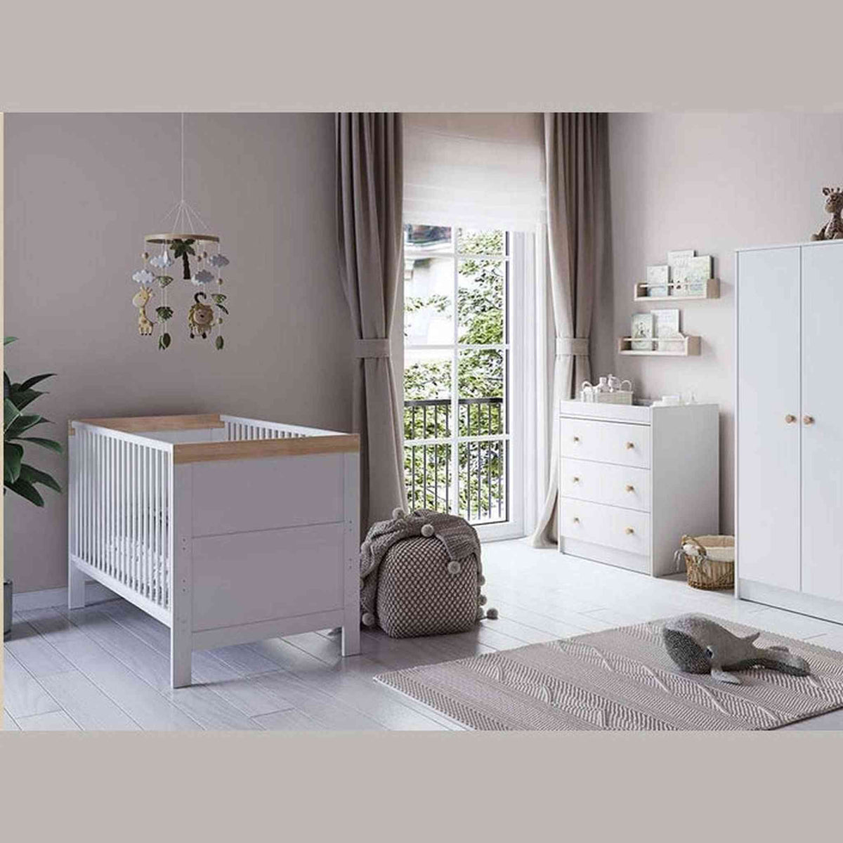 Little Acorns Florence 2 Piece Nursery Storage Set – Dresser Changer & Wardrobe