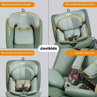 Jovikids i-Size 360° Rotating Car Seat with ISOFIX 40-150cm Baby Childs, Green